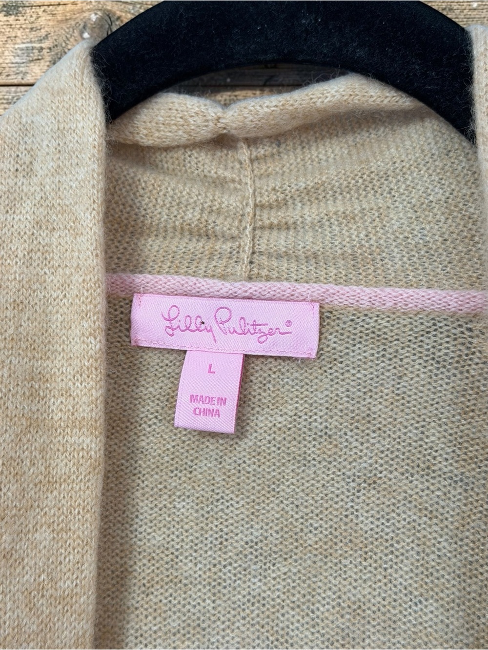 Lilly Pulitzer Open Front Cardigan L Camel Tan Soft Knit Waterfall - Picture 2 of 6